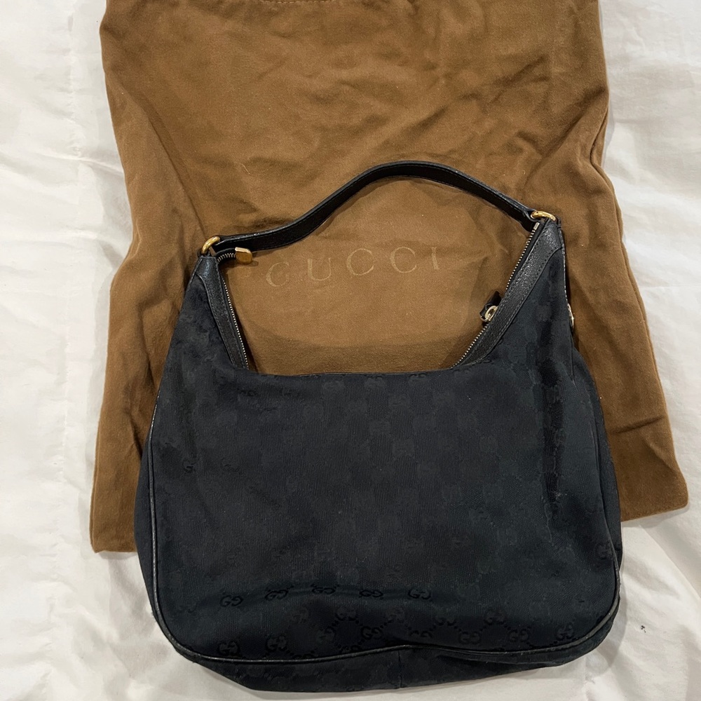 GUCCI Vintage Black Canvas Charmy Hobo